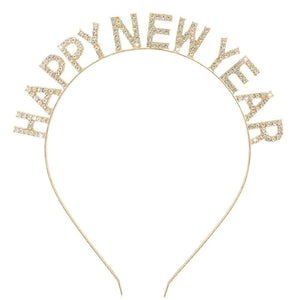 Gosuoa Happy New Year Headbands for Women, Rhinestone New Years Eve Headband, New Years Hair Accessories