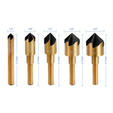 Aleric Countersink Drill Bit Set,High Speed Steel Counter Sinker Drill Bit 5Pcs 5 Flute 6mm Hex Shank with 82 Degree Mill Cutter