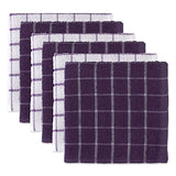 Dii Basic Terry Collection Windowpane Dishcloth Set, 12X12, Eggplant, 6 Piece