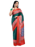 Garden Vareli WomenS Satin Ethnic Motifs Orange Saree In Printed With Untitched Blouse Piece