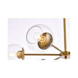Elegant Lighting Living District Briggs 6-Light Mid-Century Metal Pendant In Brass/Clear