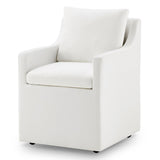 KISLOT Upholstered Dining Chair with Casters Washable Cover Side Deskchair with Rollers for Diningroom Living Room,Cream,4 Box