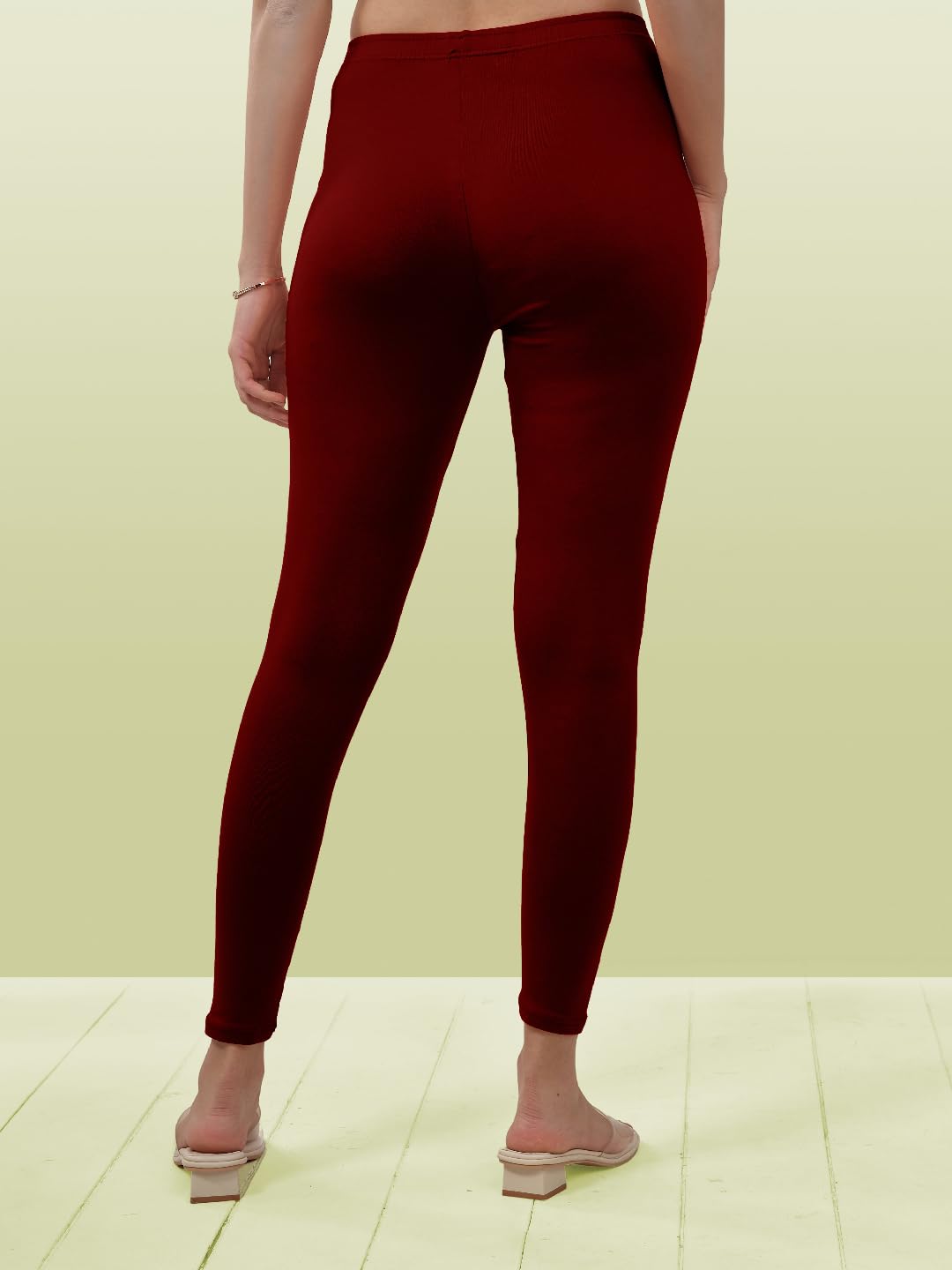 Lyra Women Solid Premium Cotton Ankle Length Leggings | Mid-Waist | Fashionwear Parry Red L