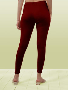 Lyra Women Solid Premium Cotton Ankle Length Leggings | Mid-Waist | Fashionwear Parry Red L