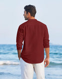 Royalscout Men'S Regular Fit Stylish Embroidered Design Cotton Blend Full Sleeve Short Straight Kurta Shirt Maroon