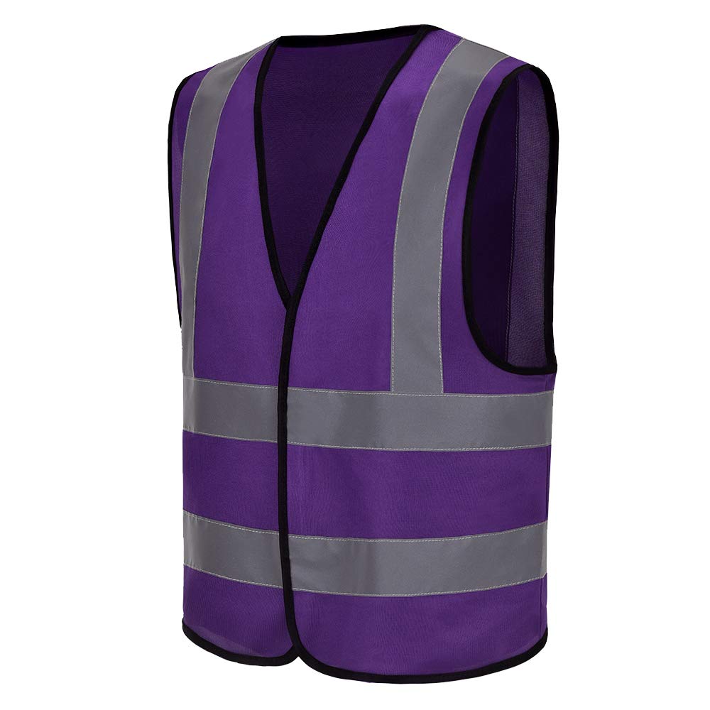 12 colour High visibility viz vest hi vis viz reflective safety vests for men (XS-8XL) (Large, Purple)