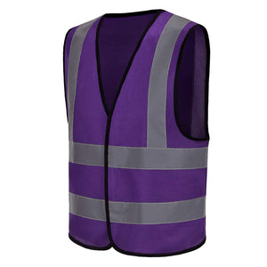 12 colour High visibility viz vest hi vis viz reflective safety vests for men (XS-8XL) (Large, Purple)