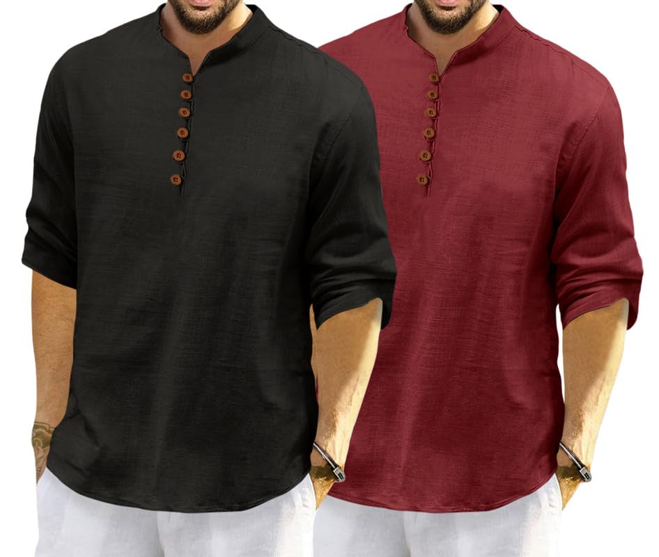 Royalscout Men'S Cotton Polyester Blend Solid Regular Fit Full Sleeve Short Kurta | Ethnic, Lightweight Summer Kurta For Daily &