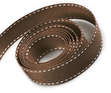TRIMPLACE 5/8 INCH Ribbon with Saddle Stitch -10 Yards (Brown with White Saddle Stitch)