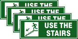 VAAIMAI Use The Stairs With Downwards Run Symbol Sign Board | Green | 124 Inch | Pack of 4 | Signage for Office, School & Commer