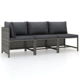 Vidaxl 3 Piece Poly Rattan Patio Lounge Set With Cushions - Durable, Weather-Resistant Outdoor Furniture For Relaxing, Comfortable Seating, Easy-To-Maintain, With Modular Design