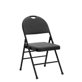 Cosco Essentials Commercial Xl Comfort Fabric Padded Metal Folding Chair With Contoured Seat Back, 300 Lb. Weight Rating, Triple