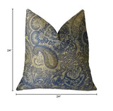 Plutus Brands Plutus Paciotti Handmade Throw Pillow, 24 X 24, Navy/Blue/Taupe