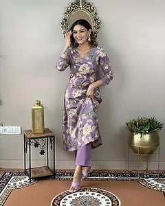 Gosriki Women'S Rayon Straight Printed Kurta With Pant Set (Dhun-Purple-Nw-Gs_3Xl_Purple_Xxx-Large),Purple,3,B0CFFBPKR6