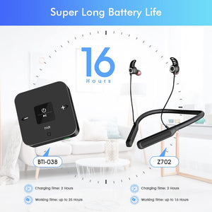 Golvery Bluetooth Headphones Transmitter for TV Watching, Neckband Wireless Stereo Earphones Earbuds Set w/Transmitter Adapter f