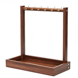 ATORSE 12 Hooks Calligraphy Brush Rack Solid Wood Brush Hanging Rack Stable Tray Base Curved Top, Dark Torched Pen a