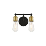 Living District Serif 2-Light Mid-Century Metal Wall Sconce In Brass And Black