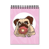Vprint Dog Pudg With Donut Spiral Wiro Unruled Blank Pages Notebook Diary Journal Drawing Book Potrait A4 (Size 8X11)