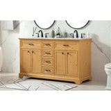 Elegant Decor Americana 60 Aluminum Mdf Double Bathroom Vanity In Natural Wood