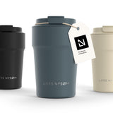 LARS NYSM Thermo Coffee Mug to go 13oz | Travel Mug 0.38 Liter with Insulation | Leak Proof Stainless Steel Thermal Tumbler for 