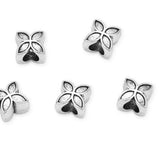 40pcs Four-Leaf Clover Flower Large Hole Beads (4.5mm Hole) Antique Silver