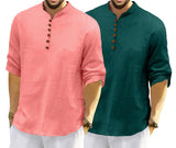 Royalscout Men'S Cotton Polyester Blend Solid Regular Fit Full Sleeve Short Kurta | Ethnic, Lightweight Summer Kurta For Daily &