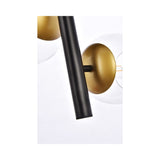 Living District Wells 4-Light Metal Pendant W/Clear Shade In Black And Brass