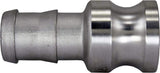 Duda Energy CamPlugHB050 304 Stainless Steel CamandGroove Pipe Fitting Adapter 1/2 Cam Lock Plug x 1/2 Hose Barb Sus304 SS3