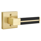 EHOMEWARE Gold Dummy Door Handles with Black Leather 1 Pack, Half Dummy No Lock Function Without Latch or Key, Pull or Push Func