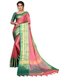 Satrani WomenS Silk Blend Tassel With Self Weaving (Jacquard) Saree With Unstitched Blouse Piece(2729S113N_Rose Pink)