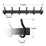 Anjuer Coat Hanger Clothes Rack 6 Hooks Heavy Duty Clothes Hat Holder Aluminum Alloy Black