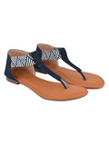 Shoetopia Stylish Ethnic Blue Flat Sandals For Women & Girls /Uk7,Blue,7,B0BZPVXMBL