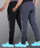 LookMark Men's Combo Slim Fit Solid Lycra Blend Full Elastic Sport Wear Running Gym Stretchable Jogger Track Pant in Black & Grey Color(Track 05 Black-Track 05 Grey-S),Black-Grey