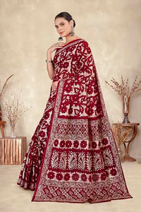 Tamaira Fashion Women'S Plain Cotton Saree (11588_Maroon