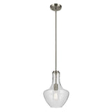Kichler Everly 15.25 Kitchen Bell Pendant in Brushed Nickel, 1-Light Clear Seeded Glass Pendant Light, (15.25 H x 10.5 W), 42141