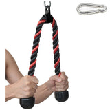 Tricep Rope Fitness Attachment Cable Machine Pulldown Heavy Duty Coated Nylon Rope with Solid Rubber Ends (36 Black&Red)