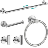 MGahyi 5 Pieces Bathroom Accessories Set, Stainless Bathroom Hardware Set, Extendable Towel Racks for Bathroom(12.8-24.8inch), R