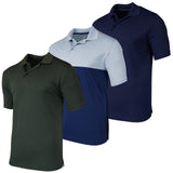 3 Pack:Mens Quick Dry Fit Polo Shirt Short Sleeve golf Tennis clothing Active Wear Athletic Performance Tech Sports Essentials M