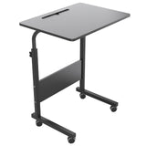 DlandHome Rolling Laptop Desk Stand Up Desk Adjustable Mobile Laptop Desk, 23.6 Inches Medium Size Side Table, Movable w/Tablet 