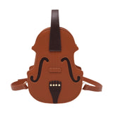 Ecomistiq Violin Shaped Crossbody Bag Shoulder Bag Pu Leather Mini Pouch Messenger Bag Brown