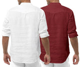 Royalscout Men'S Cotton Polyester Blend Solid Regular Fit Full Sleeve Short Kurta | Ethnic, Lightweight Summer Kurta For Daily & Occasion Use White-Maroon White-Maroon 4Xl