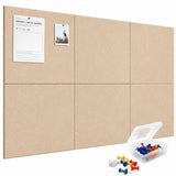 QUIET CANVAS Acoustic Wall Square Pinboard, 1x1ft, Pack 6, 50PushPins Sand