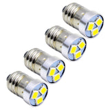 Ruiandsion 4pcs 3V 6V 12V E10 LED Bulb 3030 3SMD White LED Replacement Bulb Upgrade for Flashlights Torch Light,Negative Earth (