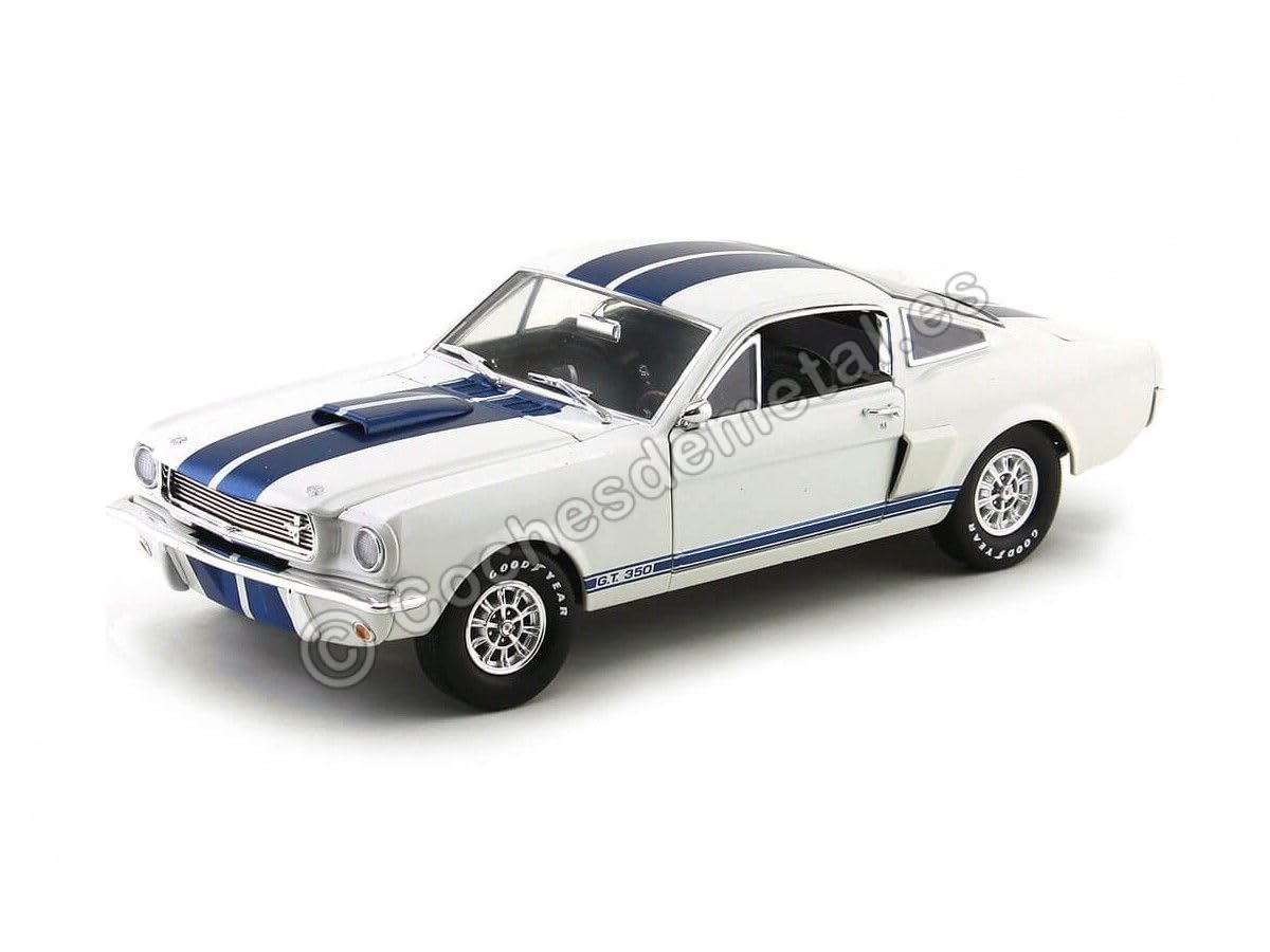 1966 Shelby Mustang GT 350 White with Blue Stripes 1/18 by Shelby Collectibles SC160