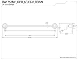 Kingston Brass Ba1753Pb Heritage 24-Inch Double -Towel Bar, Polished Brass