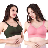 Trylo Riza Cottonfit Bra Combo Pack Olivegreen & Rose Gold 34 D - Cup - Pack Of-2,OLIVEGREEN & ROSE GO,34,B0DQKXFPG7