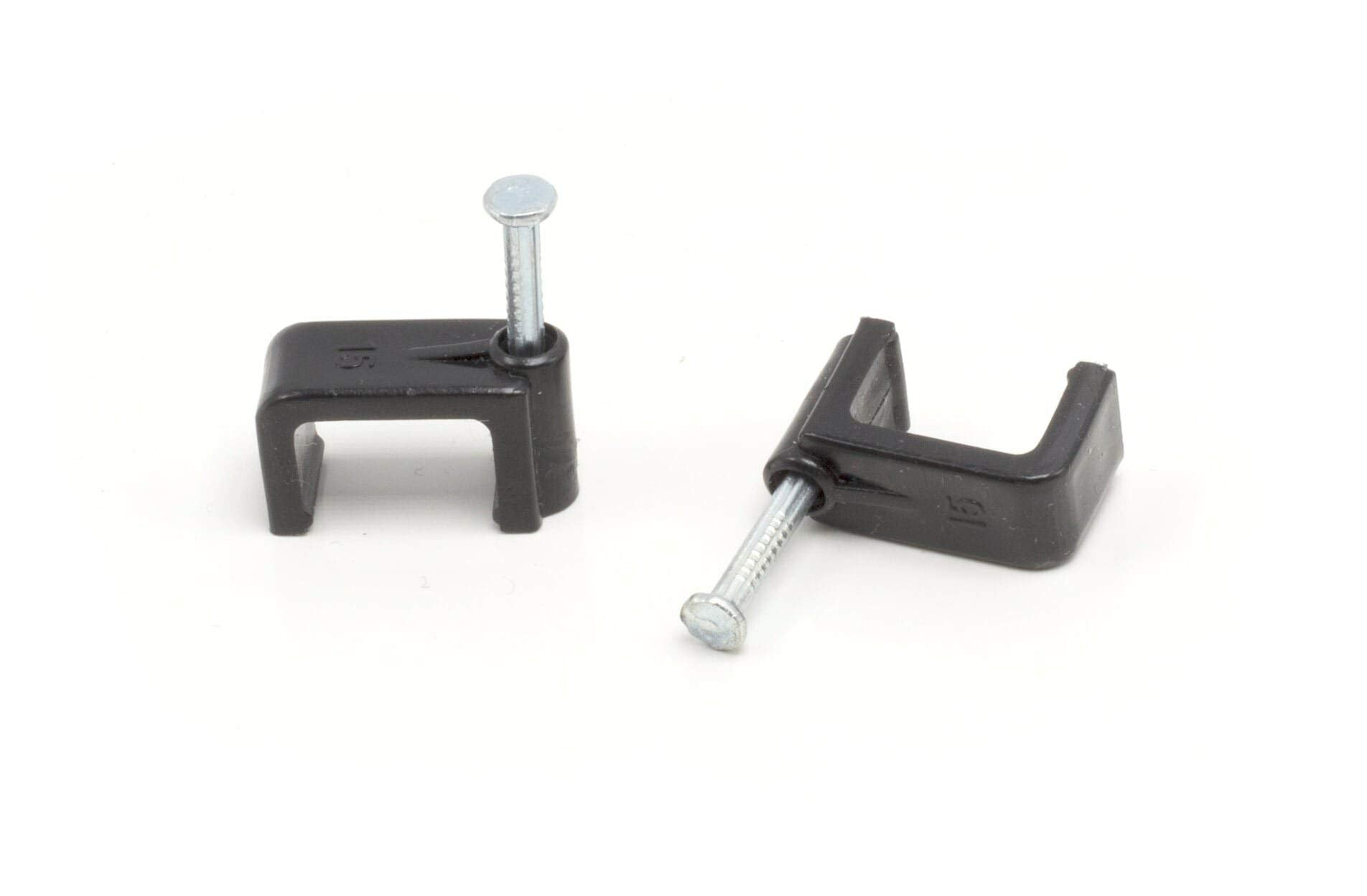 THE CIMPLE CO 1/2 Inch 12mm Coax Cable Clips with Nails - Black, 100 pc - Coaxial Nail in Cable Clips for Cords - Outdoor Wire T