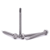 #14 X 3 Hex Washer Head Self Drilling Screws, Self Tapping Sheet Metal Tek Screws, 410 Stainless Steel, 25 Pcs