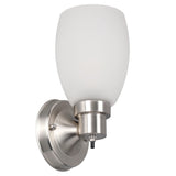 Design House Lydia Wall Sconce, 1 Light, Frosted Glass, Dimmable, Twist On/Off Switch, Satin Nickel, 4.88 in x 5.125 in x 9.75 i