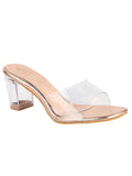 Women'S Clear Block Heel Mules Pink || Transparent Strap Slip-On Sandals || Open Toe Chunky Heels Eu38,Pink,5,B0BY6WJTWH